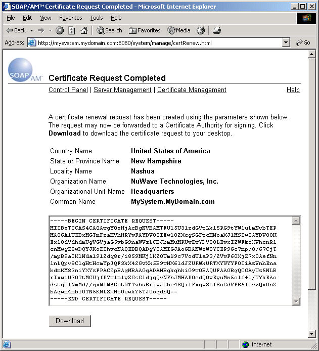 Certificate Request Completed (renew)