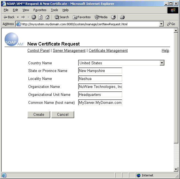 New Certificate Request