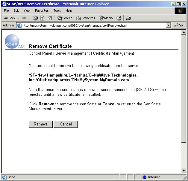 Remove Certificate